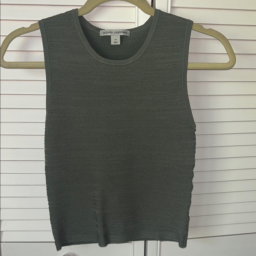 Autumn Cashmere Green Ribbed Fitted Tank Top